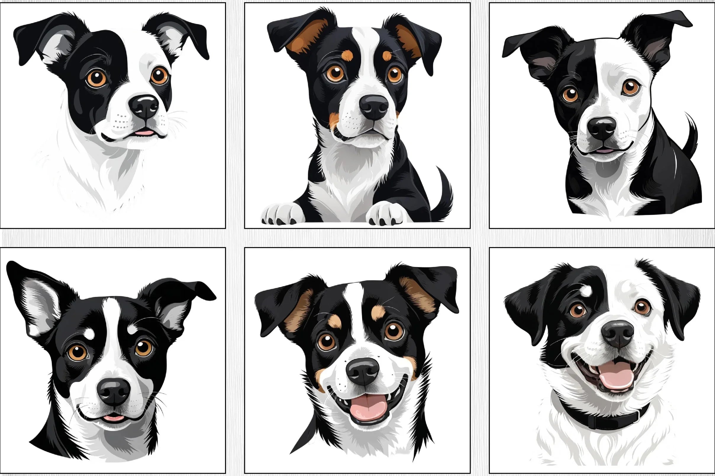 Cute Black & White Dog Clipart Bundle - CraftNest - Digital Crafting and Art
