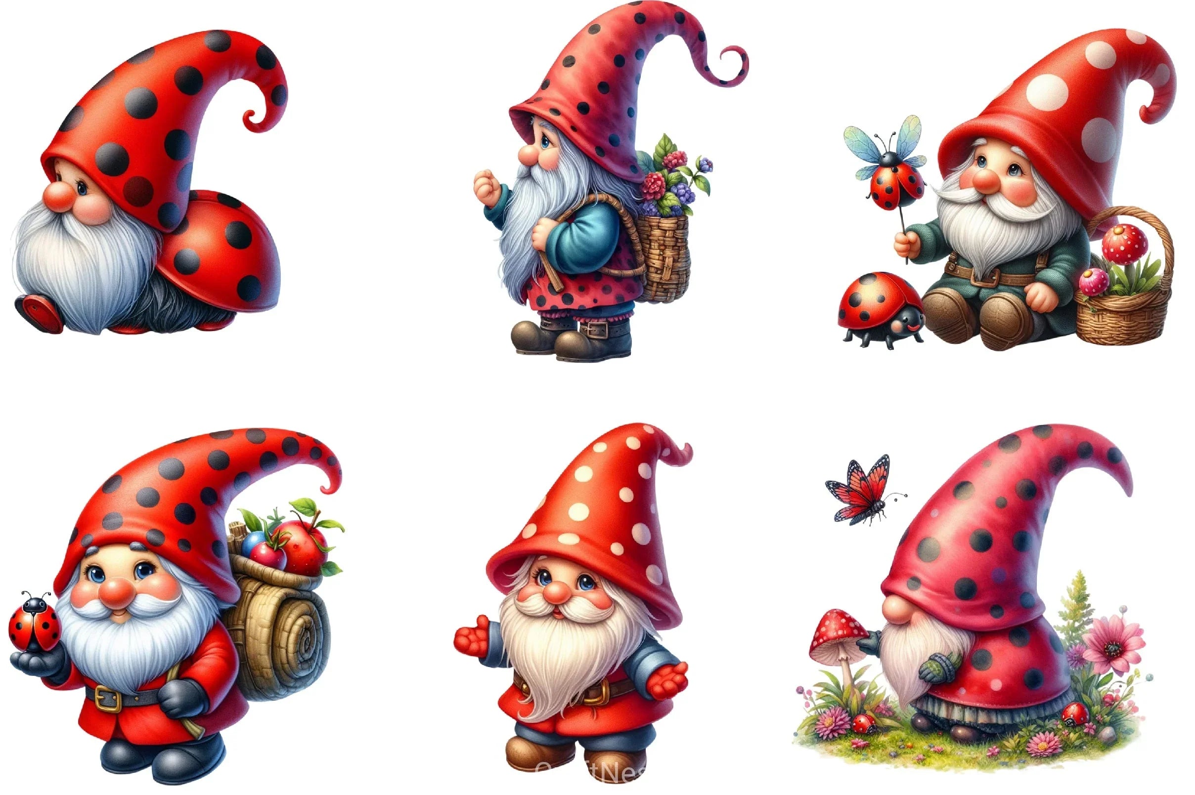 Ladybug Gnome Clipart Bundle - CraftNest - Digital Crafting and Art