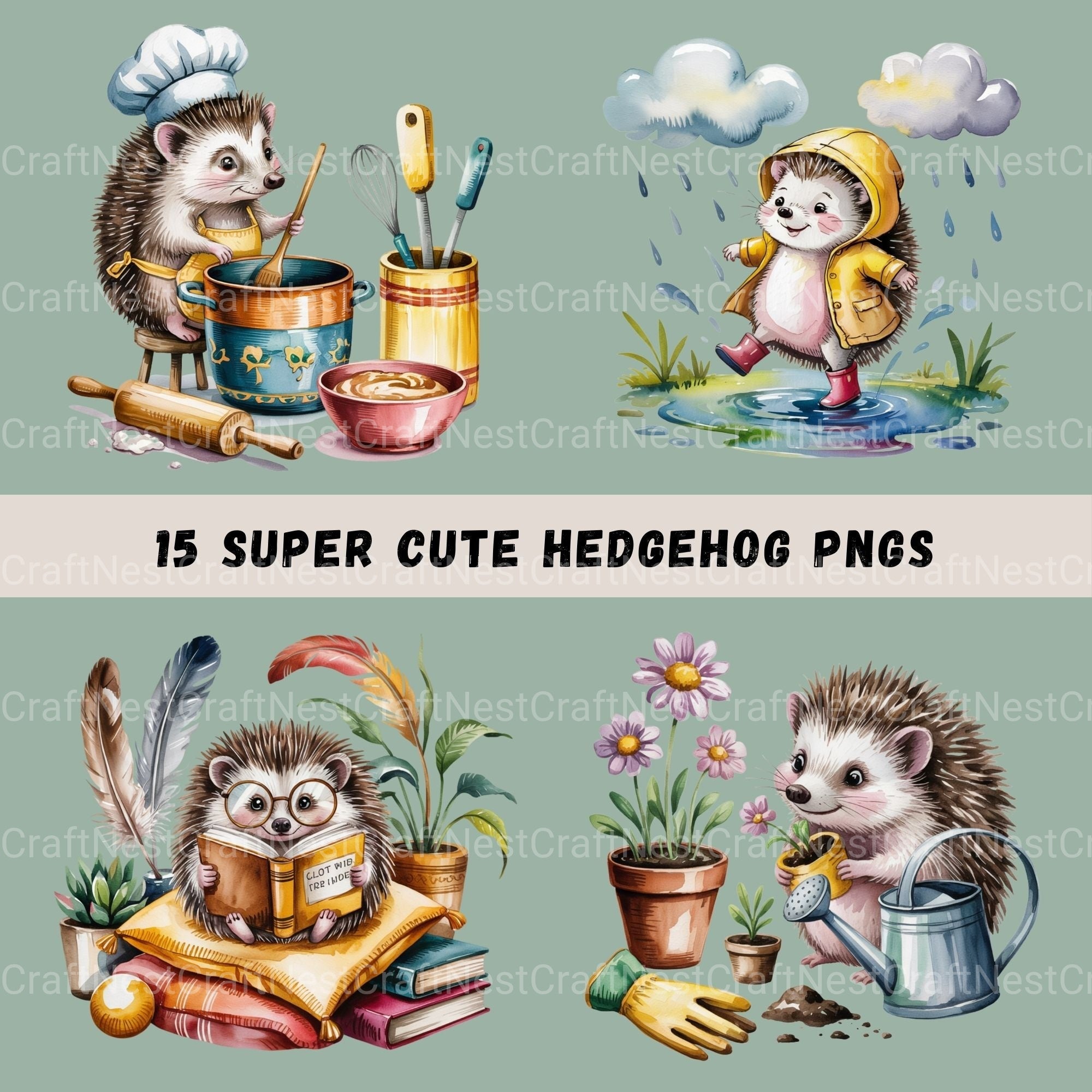 Hedgehogs Clipart Bundle