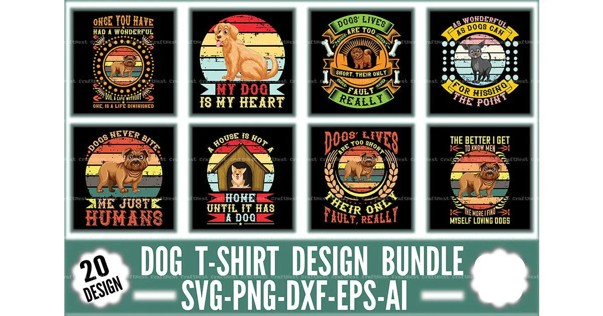 Dog T-Shirt Design SVG Bundle 1 - CraftNest - Digital Crafting and Art