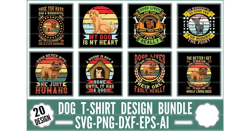 Dog T-Shirt Design SVG Bundle 1 - CraftNest - Digital Crafting and Art