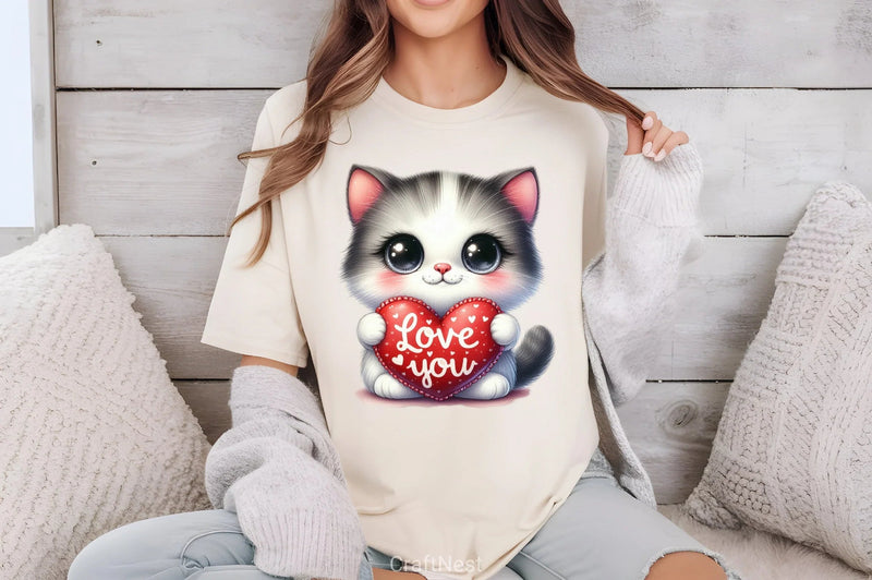 Love You Cat Valentine's Clipart Bundle - CraftNest - Digital Crafting and Art