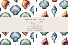 Ocean Seashells Seamless Papers - CraftNest - Digital Crafting and Art
