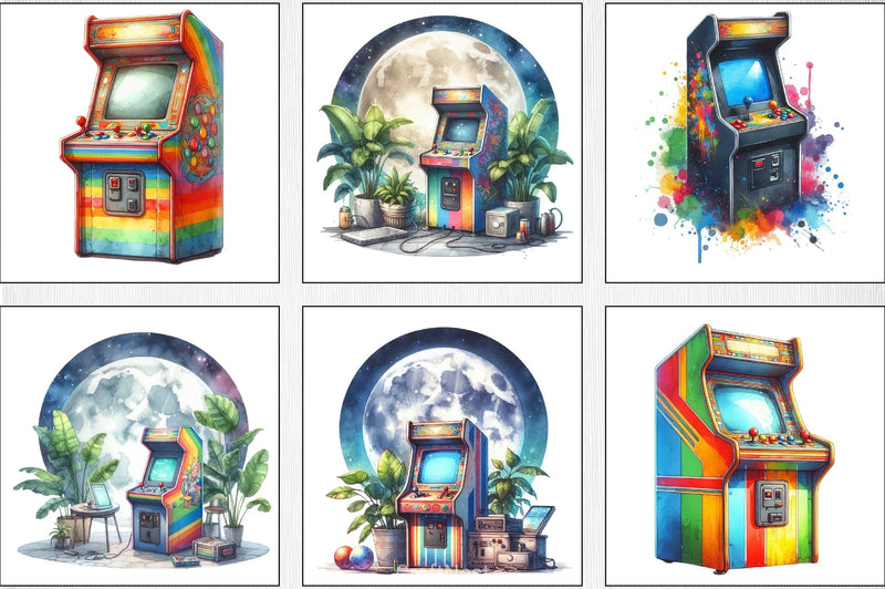 Retro Arcade Machine Clipart Bundle - CraftNest - Digital Crafting and Art