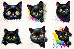 Black Cat Peeking Clipart Bundle - CraftNest - Digital Crafting and Art