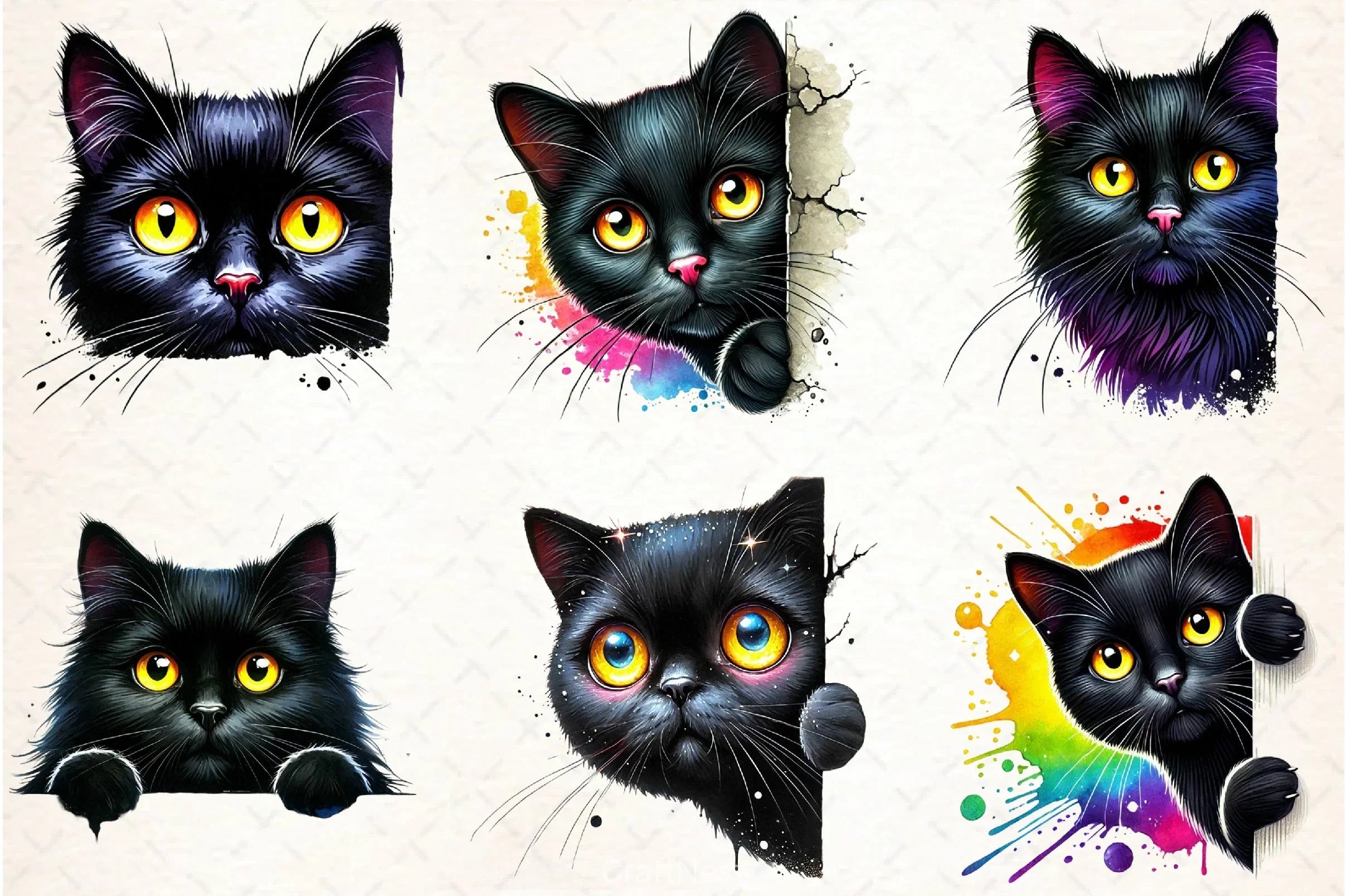 Black Cat Peeking Clipart Bundle - CraftNest - Digital Crafting and Art