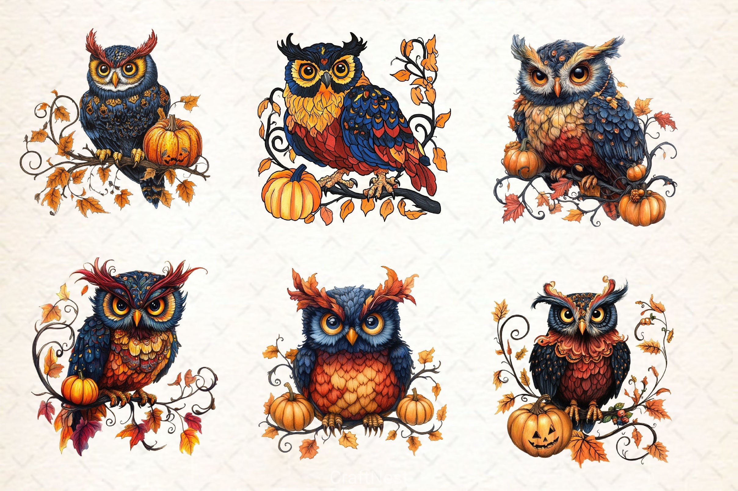 Fall Owl Halloween Owl Clipart Bundle