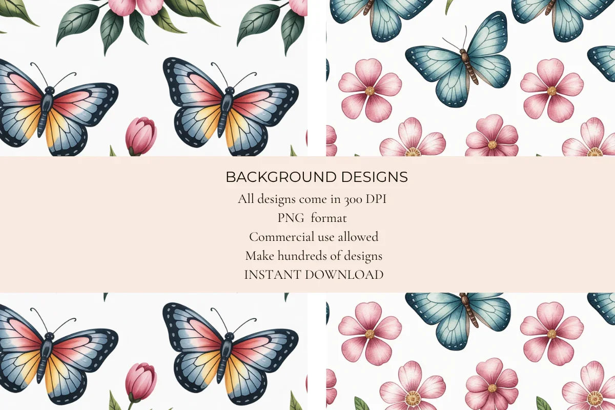 Summer Butterflies Seamless Papers - CraftNest - Digital Crafting and Art