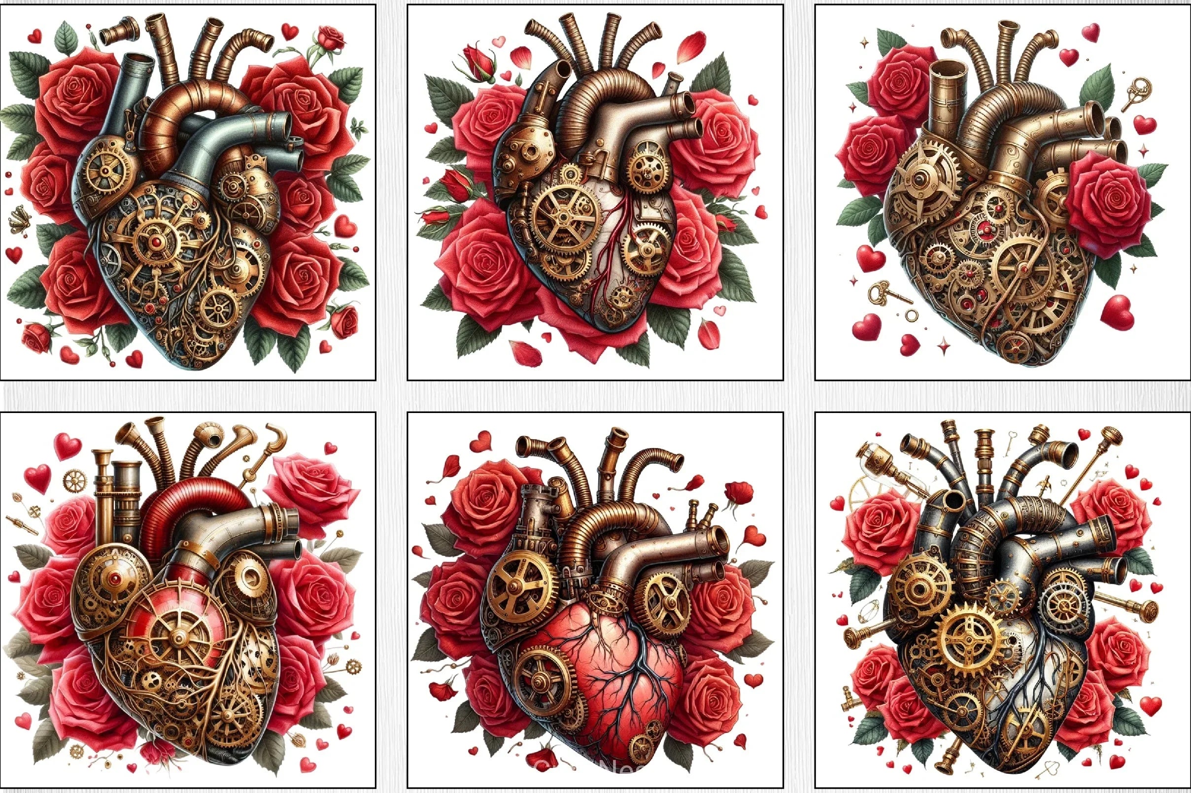 Valentine Steampunk Heart Clipart Bundle - CraftNest - Digital Crafting and Art