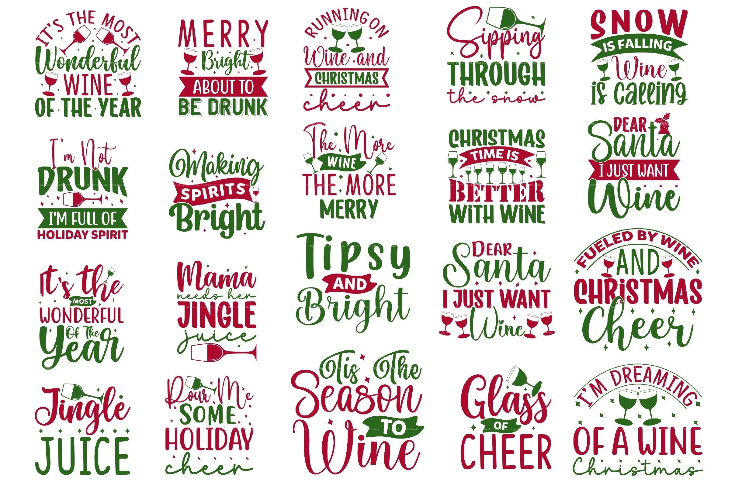 Christmas Wine Glass SVG Bundle