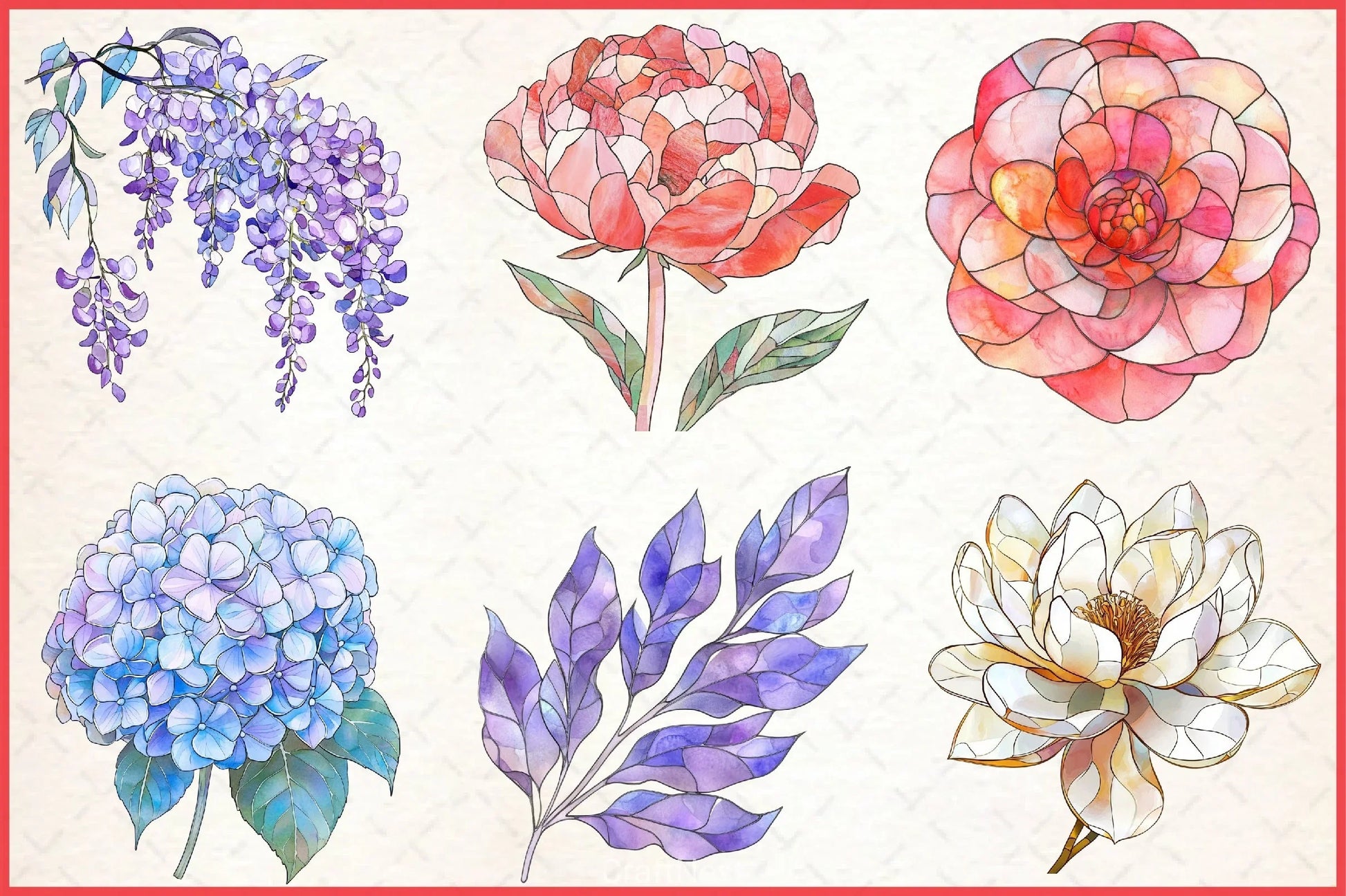 Stained Glass Spring Flowers Clipart Bundle 11 - CraftNest - Digital Crafting and Art