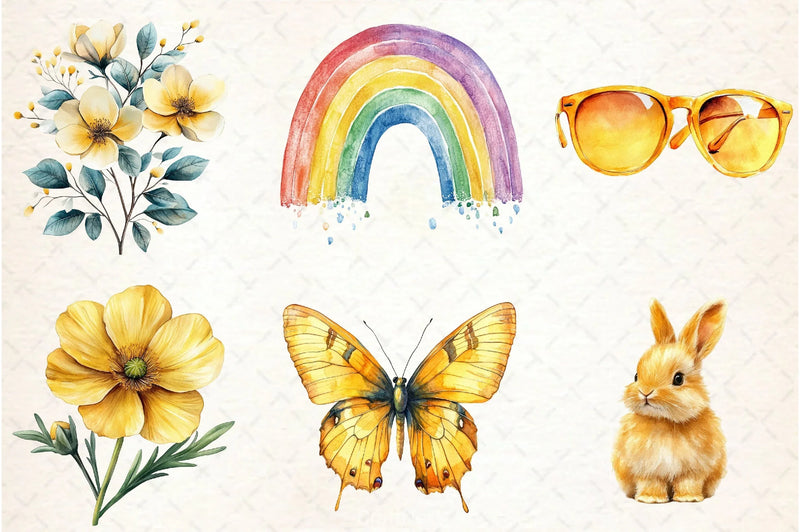 Yellow Spring Clipart Bundle - CraftNest - Digital Crafting and Art