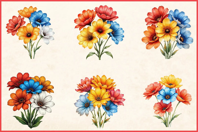 Wildflower Bouquet Clipart Bundle - CraftNest - Digital Crafting and Art