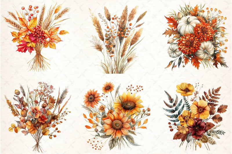 Autumn Bouquets Clipart Bundle - CraftNest - Digital Crafting and Art