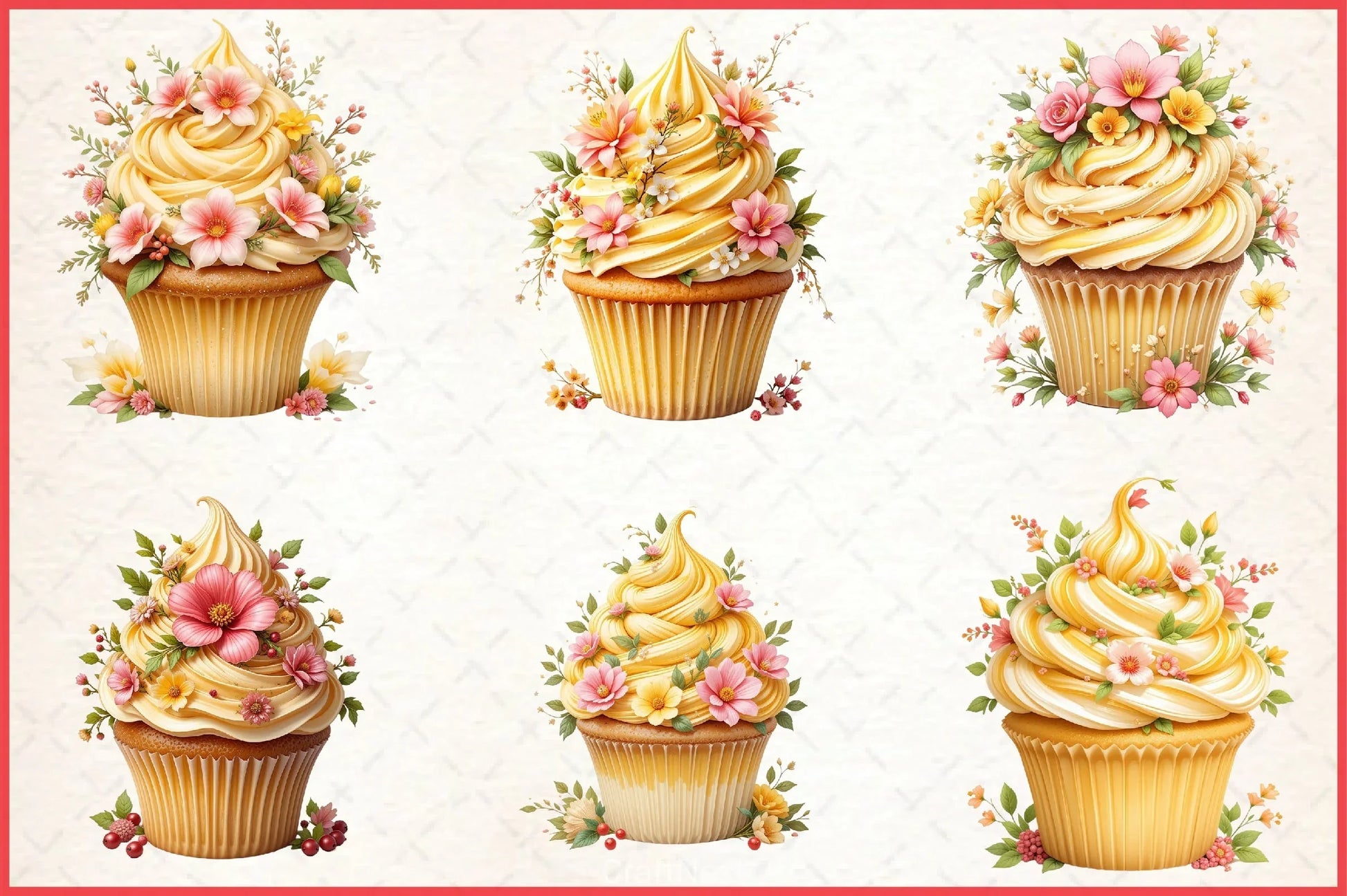 Floral Cupcake Clipart Bundle - CraftNest - Digital Crafting and Art