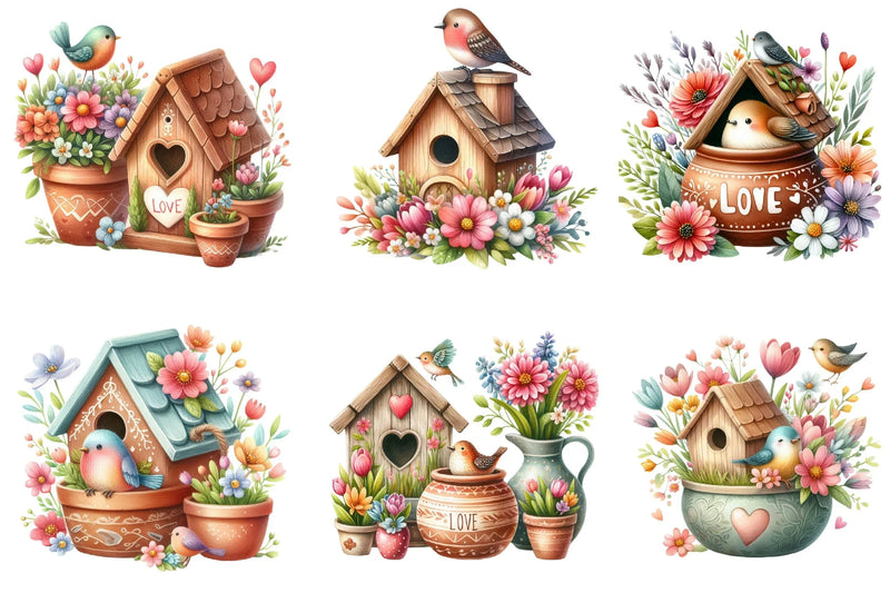 Spring Bird Nest Clipart Bundle - CraftNest - Digital Crafting and Art