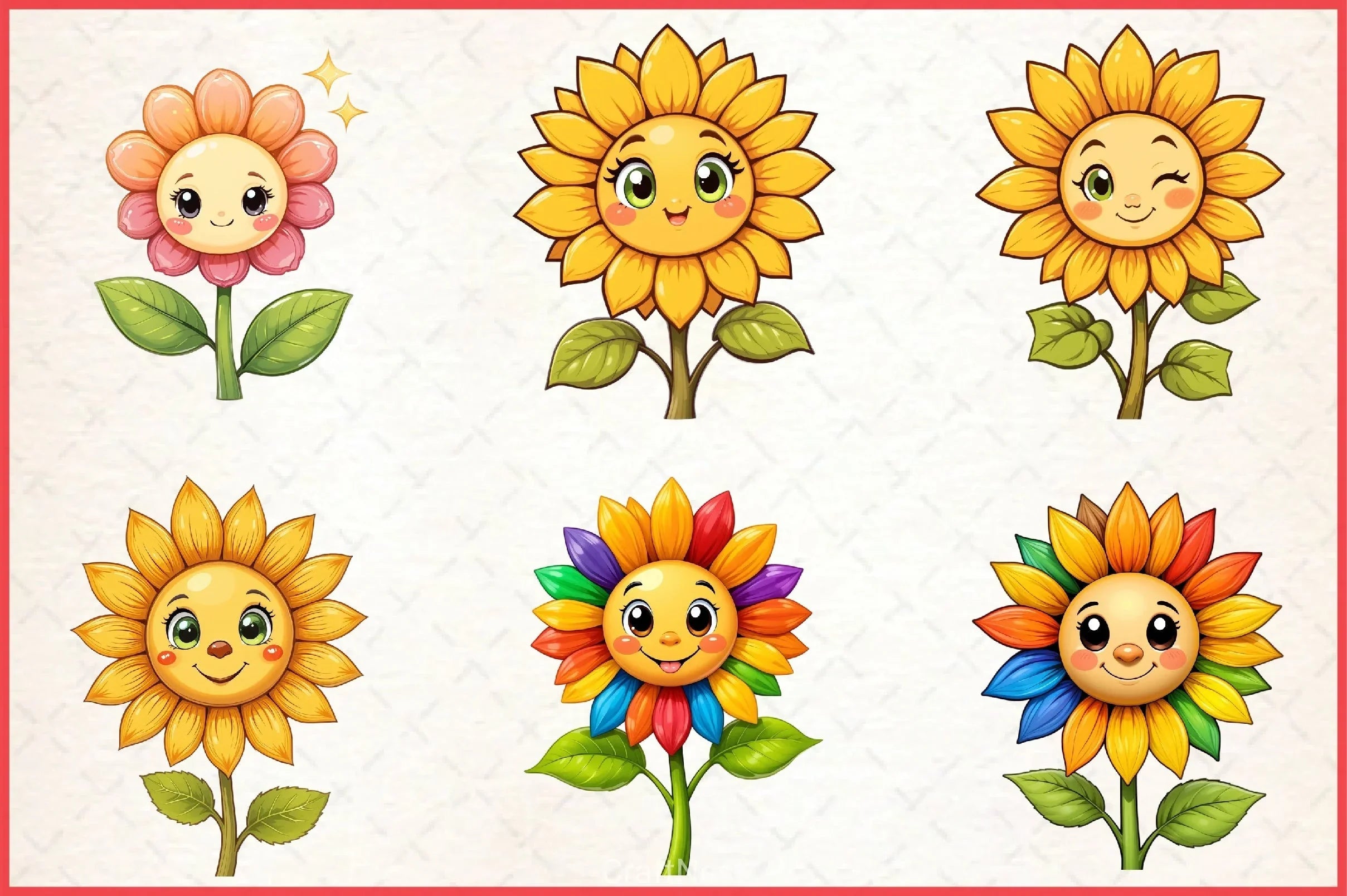 Cute Sunflower Clipart Bundle - CraftNest - Digital Crafting and Art