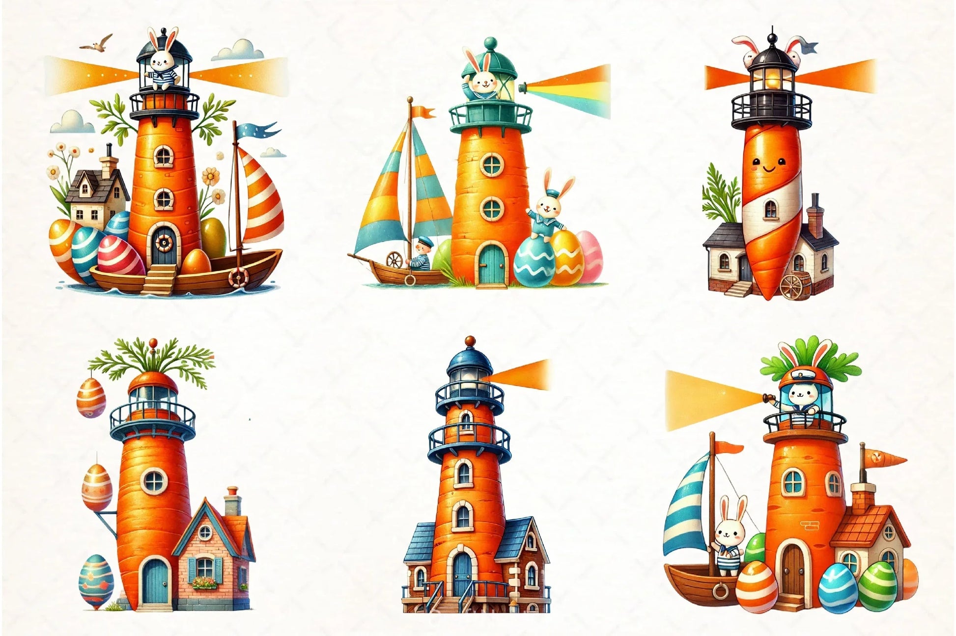 Easter Carrot Lighthouse Clipart Bundle - CraftNest - Digital Crafting and Art