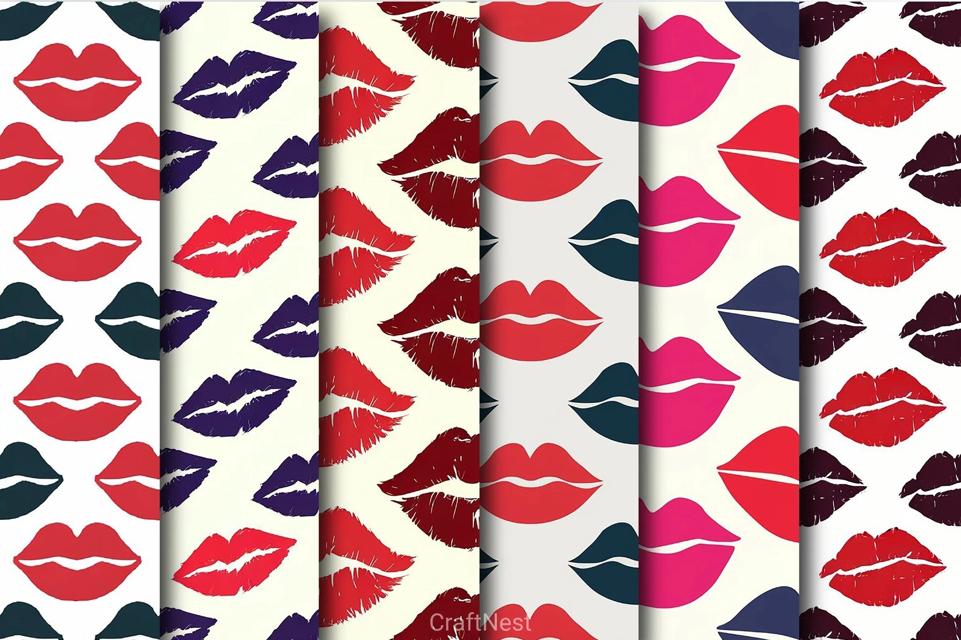 Kisses Xoxo Love Digital Paper - CraftNest - Digital Crafting and Art