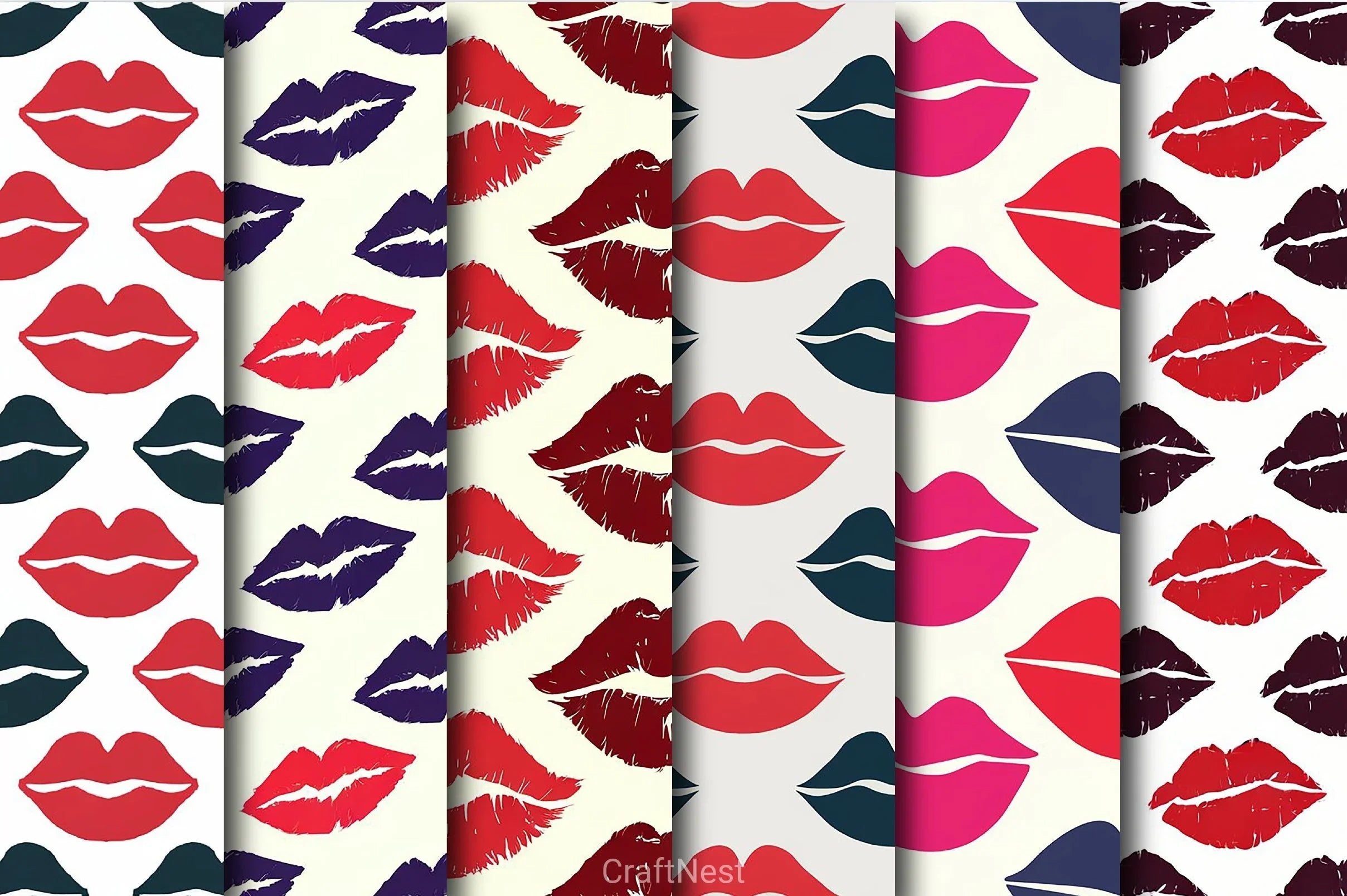 Kisses Xoxo Love Digital Paper - CraftNest - Digital Crafting and Art