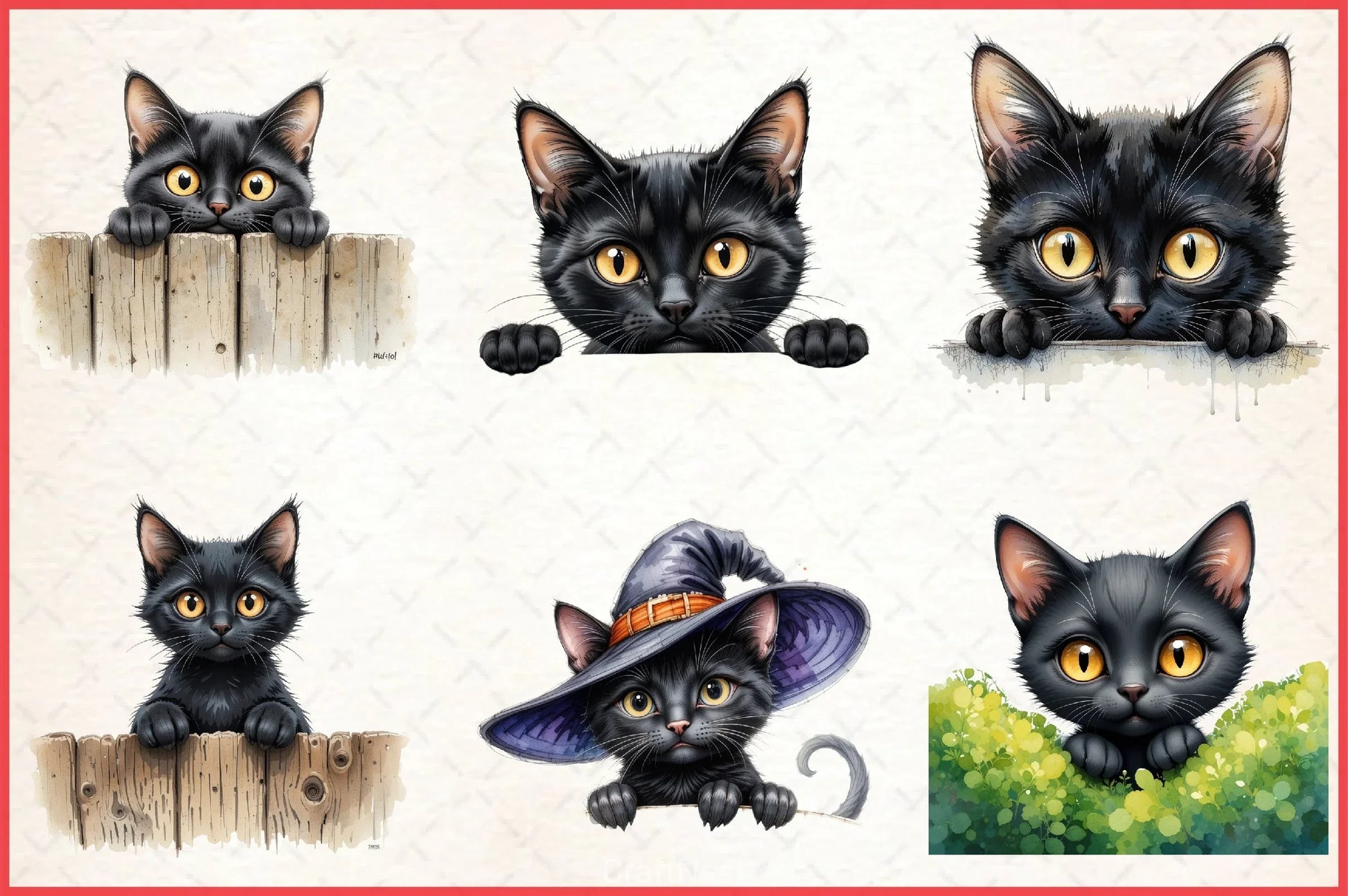 Black Cat Peeking Clipart Bundle 5 - CraftNest - Digital Crafting and Art
