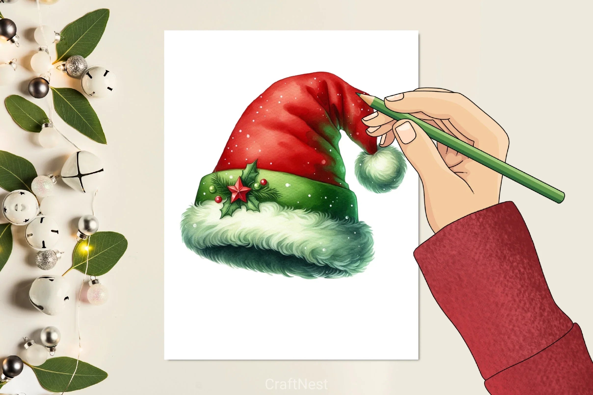 Green Christmas Clipart Bundle - CraftNest - Digital Crafting and Art