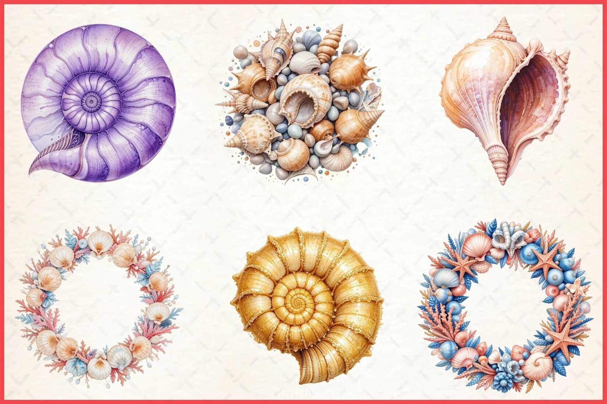 Summer Seashell Clipart Bundle 3 - CraftNest - Digital Crafting and Art