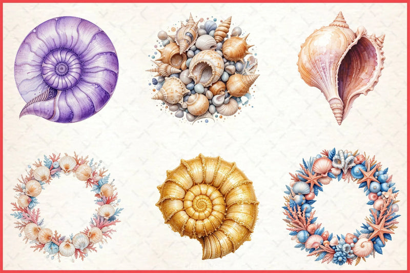 Summer Seashell Clipart Bundle 3 - CraftNest - Digital Crafting and Art