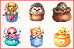 Peeking Animals Pocket Clipart Bundle - CraftNest - Digital Crafting and Art