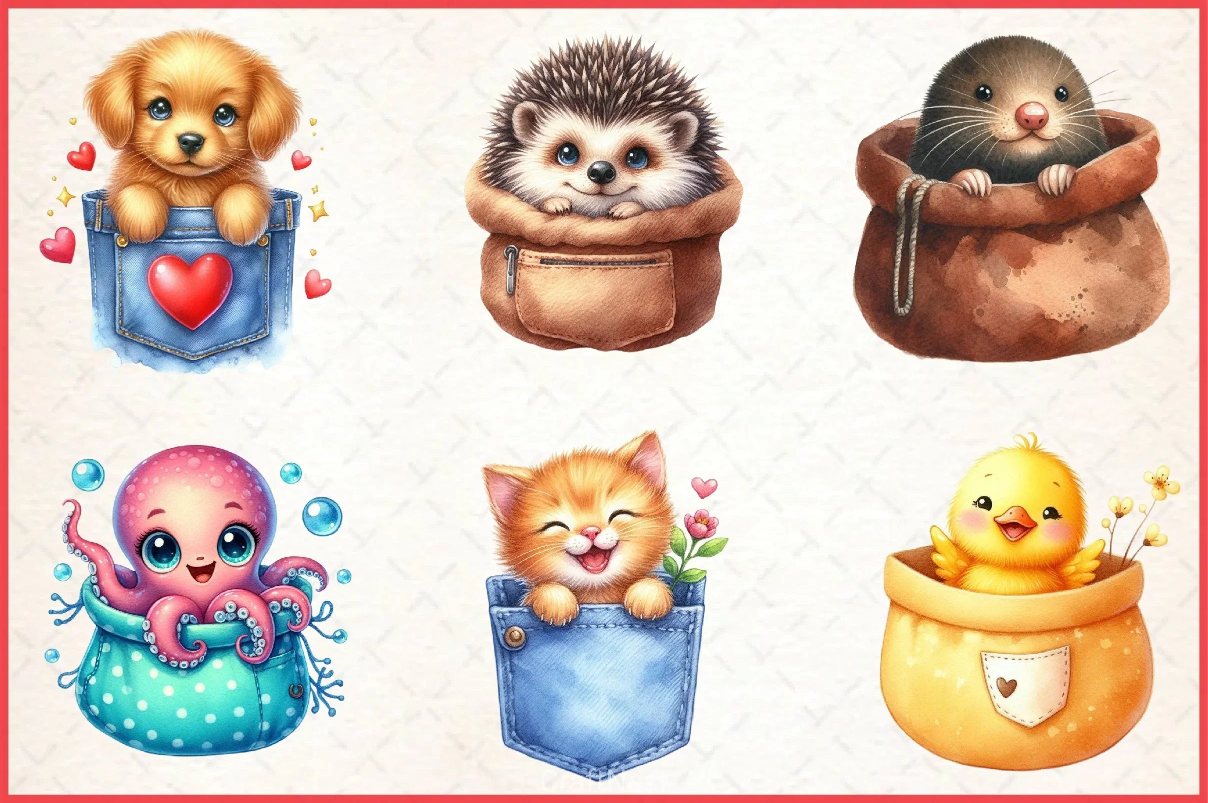 Peeking Animals Pocket Clipart Bundle - CraftNest - Digital Crafting and Art