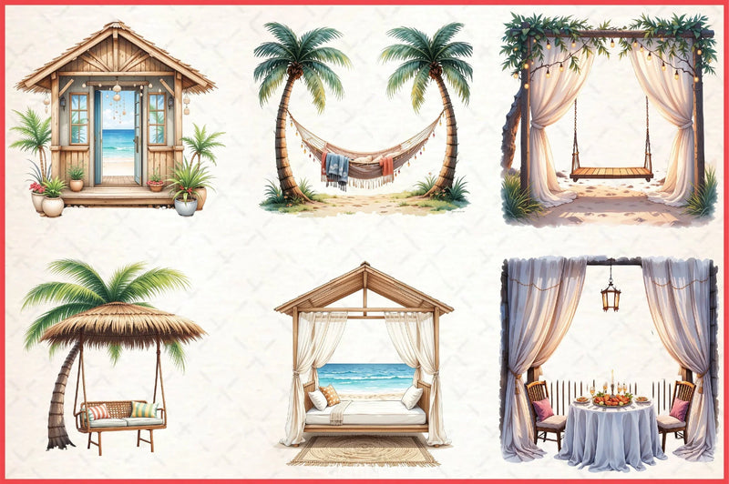 Cute Beach Nook Clipart Bundle - CraftNest - Digital Crafting and Art