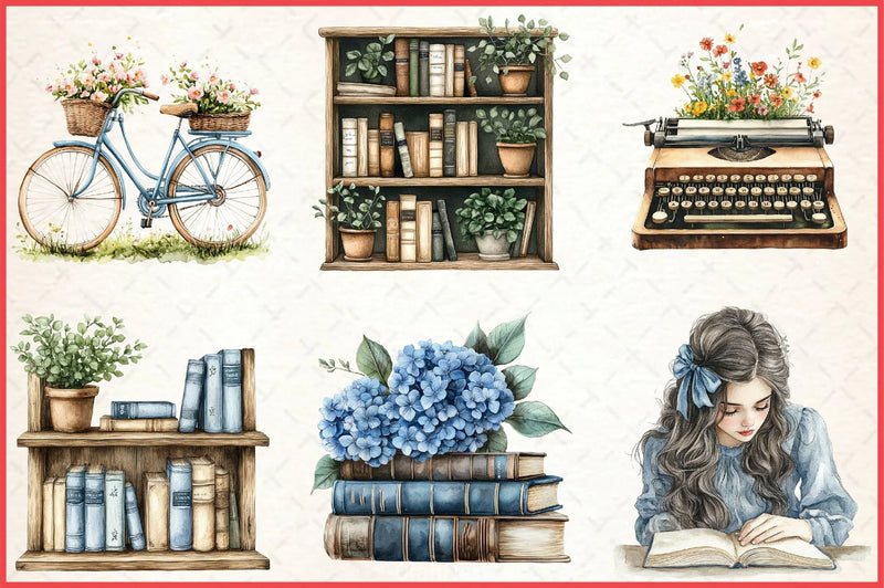 Spring Reading Clipart Bundle - CraftNest - Digital Crafting and Art
