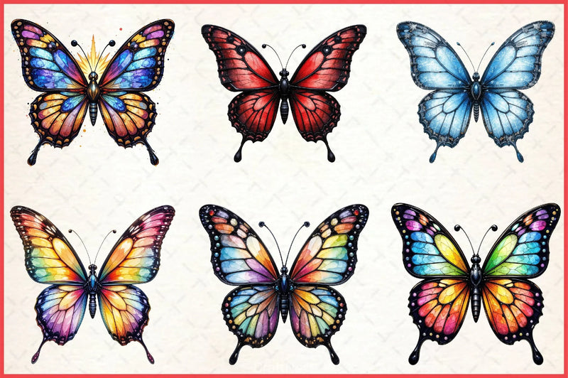Colorful Butterfly Stained Glass Clipart Bundle - CraftNest - Digital Crafting and Art