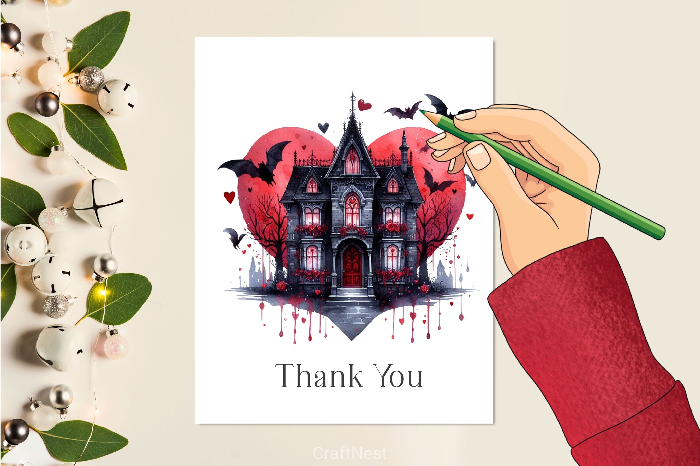 Valentine Gothic House Clipart Bundle