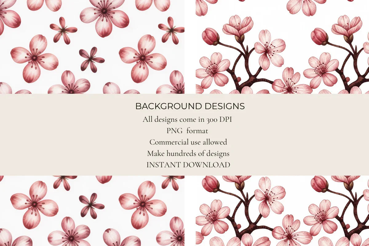 Cherry Blossom Seamless Papers - CraftNest - Digital Crafting and Art
