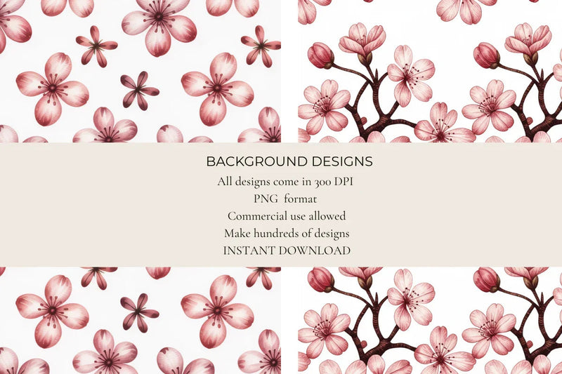Cherry Blossom Seamless Papers - CraftNest - Digital Crafting and Art
