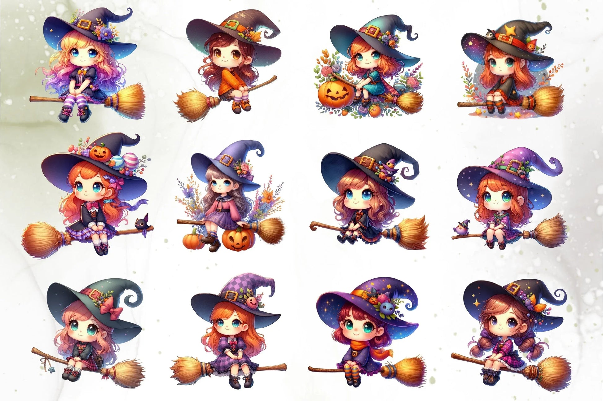Cute Witch Halloween Clipart Bundle - CraftNest - Digital Crafting and Art