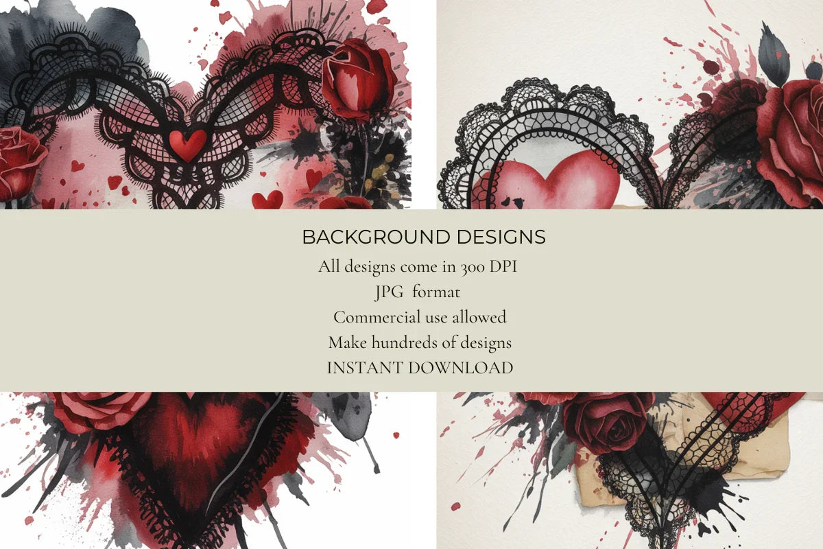 Gothic Lace Valentines Junk Journal Papers - CraftNest - Digital Crafting and Art