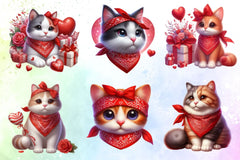 Valentine's Cat Bandana Clipart Bundle - CraftNest - Digital Crafting and Art