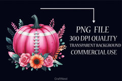 Pink Football Pumpkin Clipart Bundle - CraftNest - Digital Crafting and Art