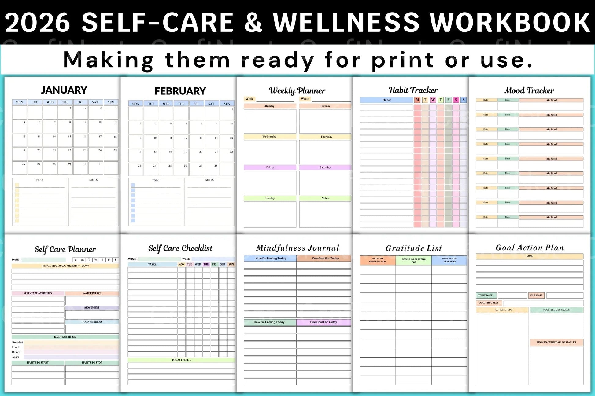 Self Care Wellness Workbook - CraftNest - Digital Crafting and Art