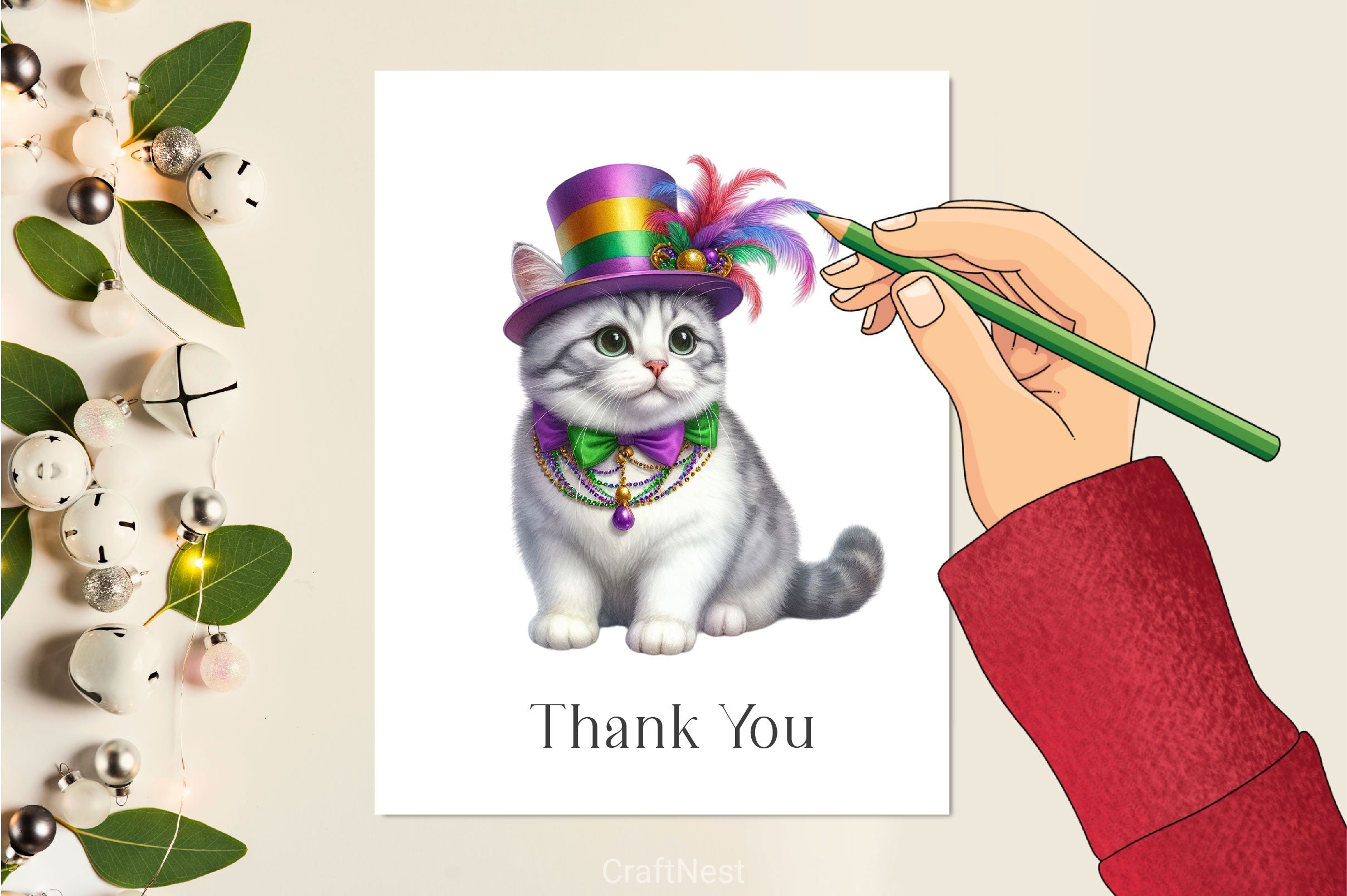 Mardi Gras Cat Clipart Bundle 5