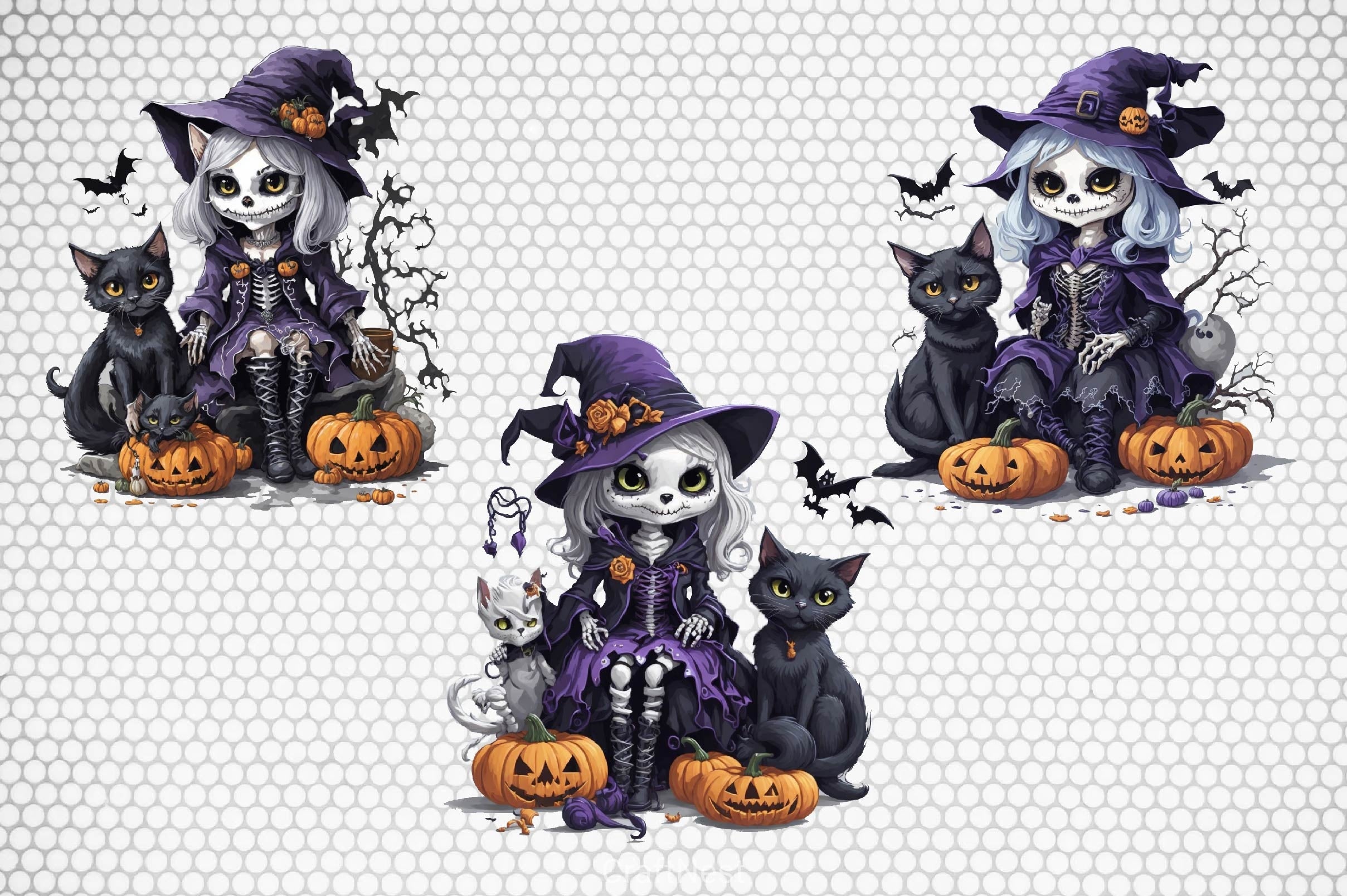 Cute Halloween Witch Clipart Bundle