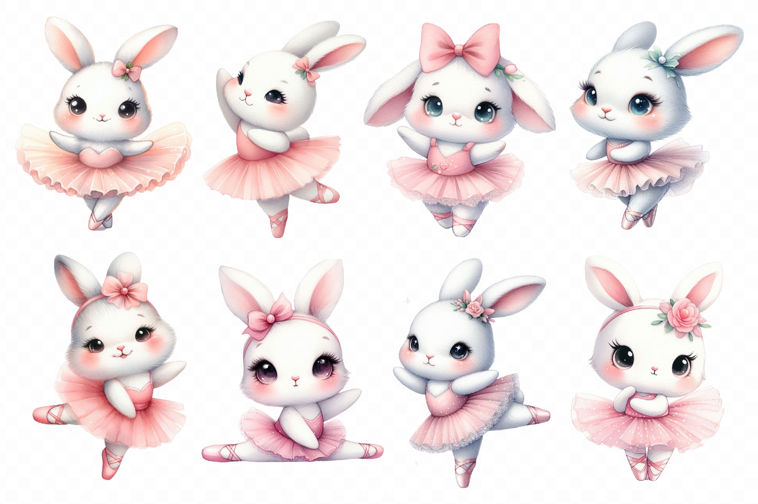 Cute Ballet Bunny Clipart Bundle 2