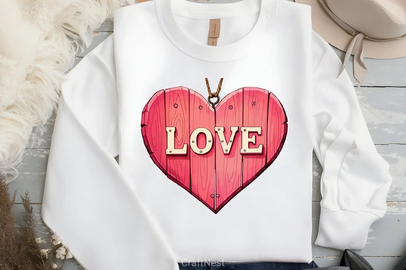 Love Wooden Valentine Clipart Bundle - CraftNest - Digital Crafting and Art