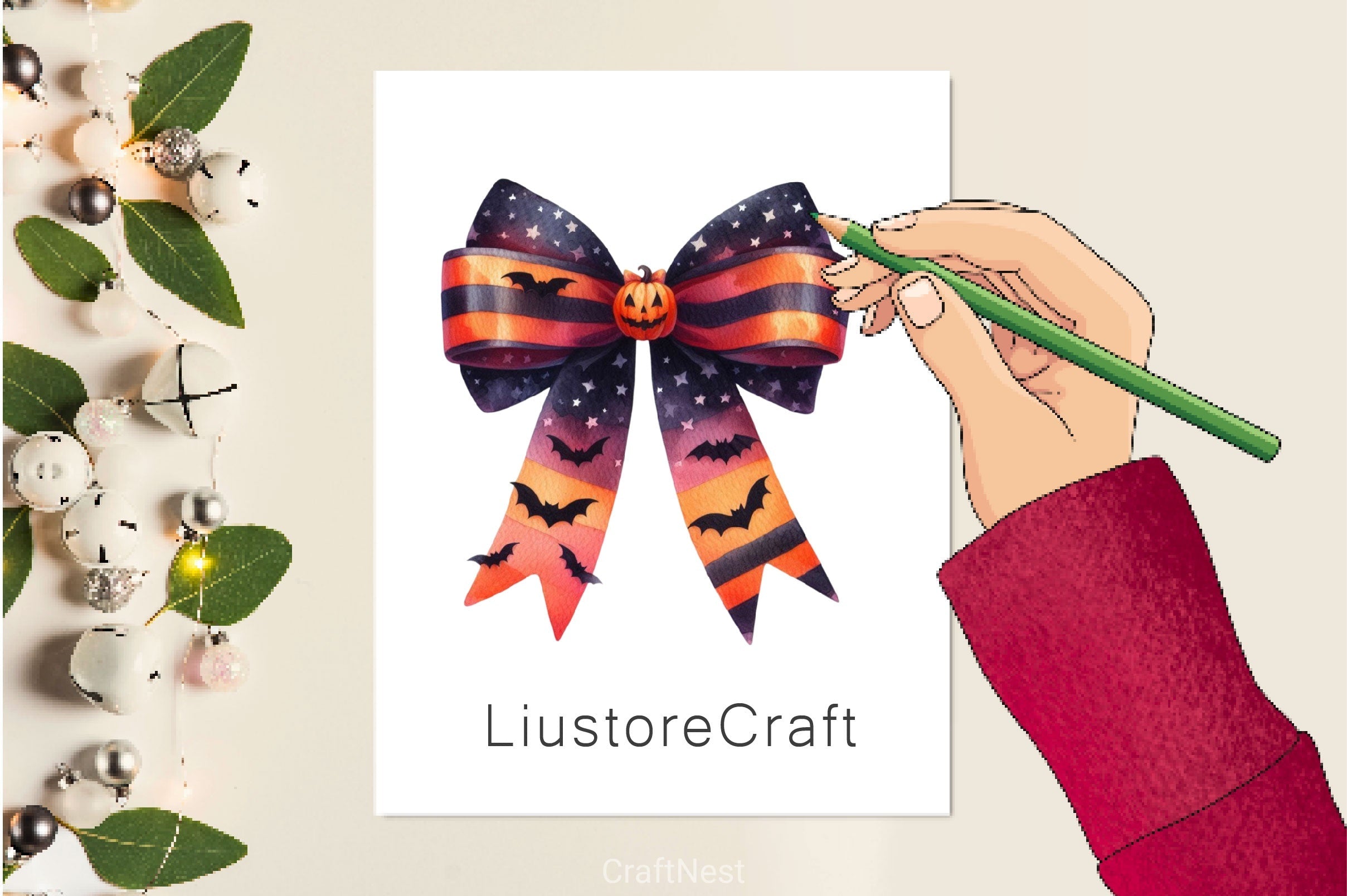 Halloween Bow Ribbon Clipart Bundle 2
