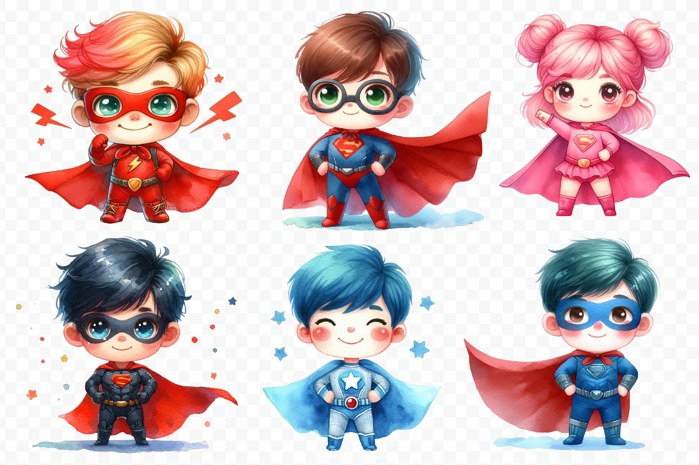 Little Kids Superhero Clipart Bundle