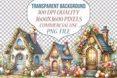 Cute Easter Eggs House Clipart Bundle - CraftNest - Digital Crafting and Art