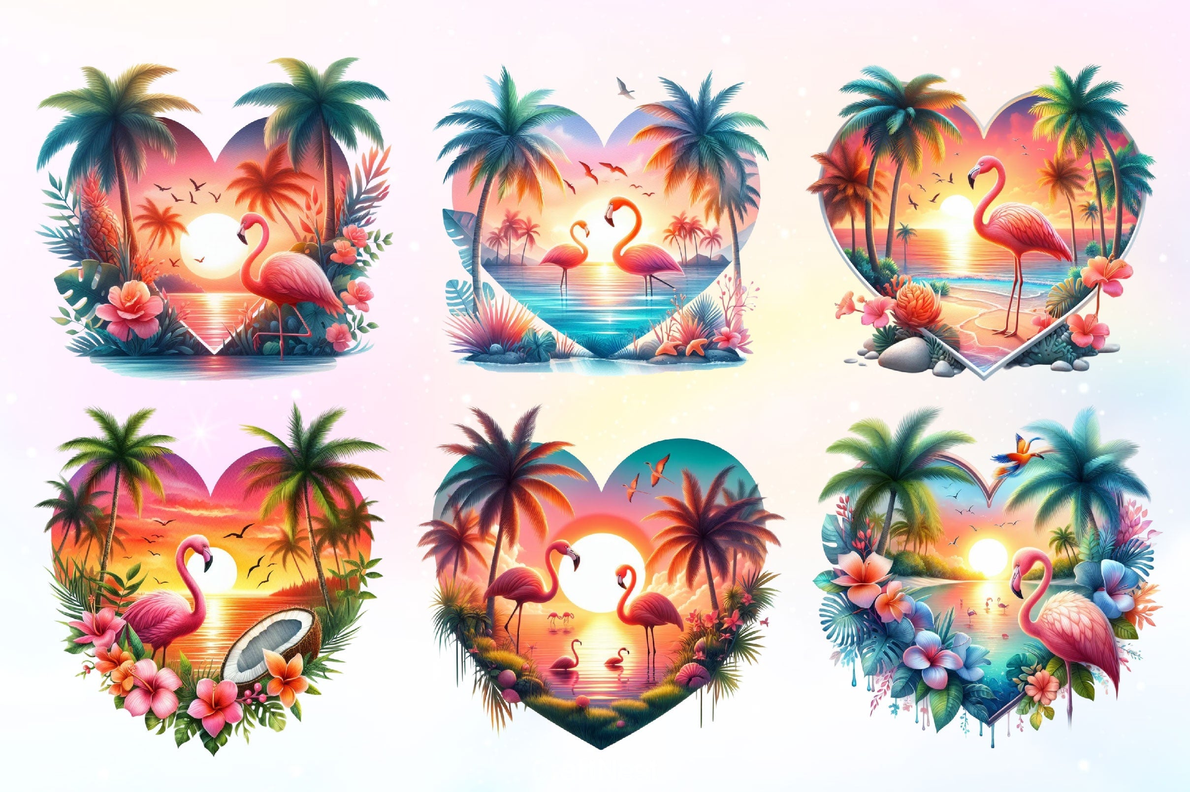 Heart Shaped Sunset Clipart Bundle 2