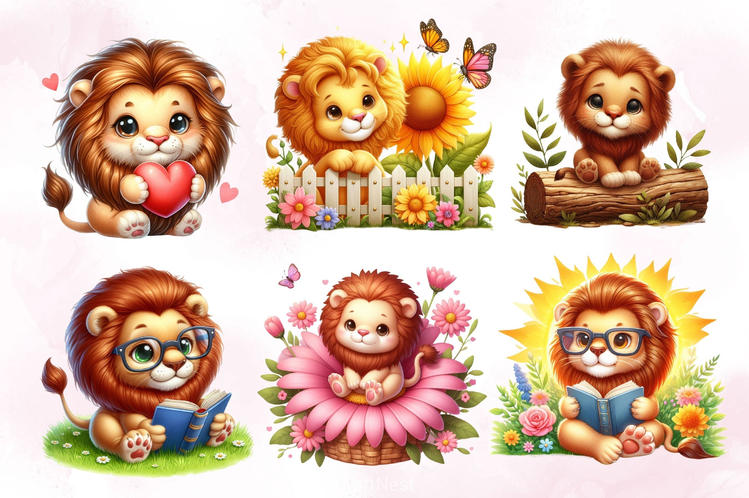 Cute Lion Clipart Bundle 4